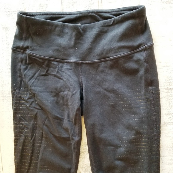 Athleta Black Crop Leggings Stripe Side - Picture 3 of 8